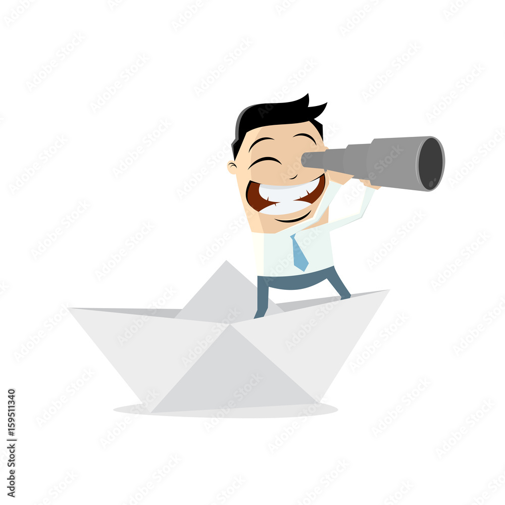 happy businessman on paper boat happy businessman on paper boat