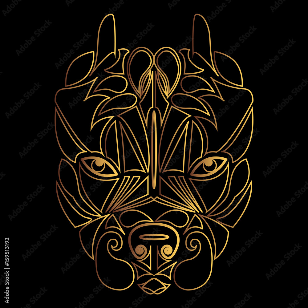 Pitbull. Tribal ethnic dog totem, detailed ornament, abstract art in a ...
