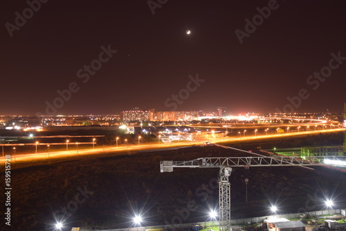 ночной город Краснодар при луне photo
