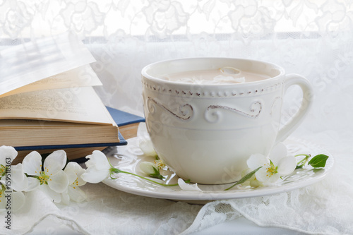 Fototapeta Naklejka Na Ścianę i Meble -  Cup of english tea with milk. Still life.