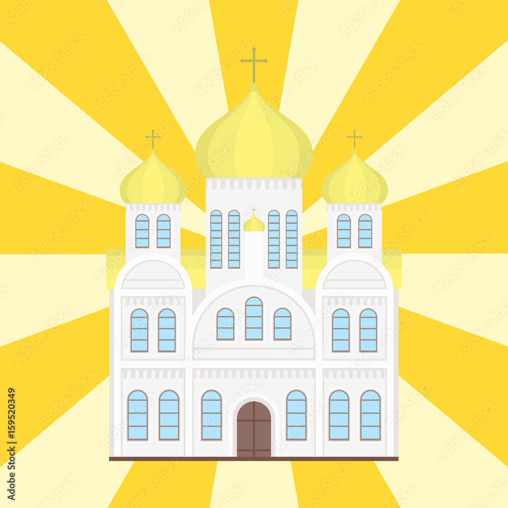 Cathedral catholic church temple traditional building landmark tourism vector illustration