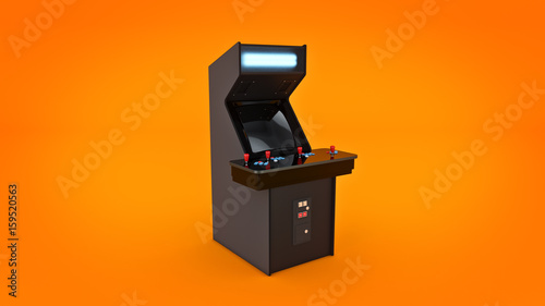 vintage arcade game machine. 3D rendering