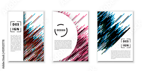 Vector brochure design template. Abstract cover, graphics set. Dynamic line with. Stylish geometric background for business cards, gift cards, flyers, brochures. © Janis