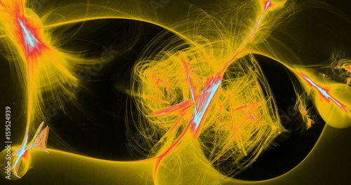 Yellow Red And Blue Abstract Lines Curves Particles Background