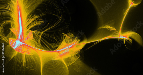 Yellow Red And Blue Abstract Lines Curves Particles Background