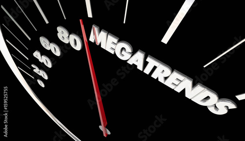 Megatrends Speedometer Major News Trends 3d Illustration photo