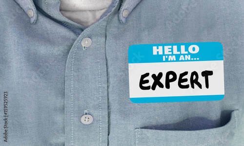 Expert Name Tag Sticker Shirt Worker Employee Staff 3d Illustration photo