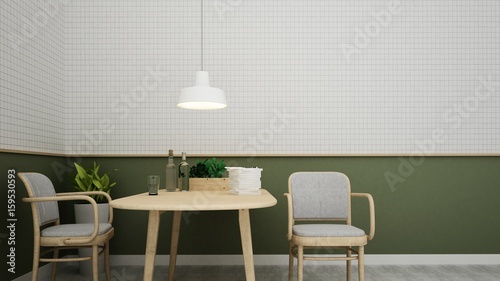 Cafe space interior  and wall decoration - 3d rendering 