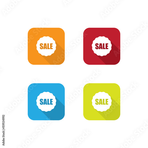 Colorful Flat Sale Badge Icons With Long Shadow