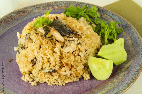fried rice with fried mackerel and shrimp paste