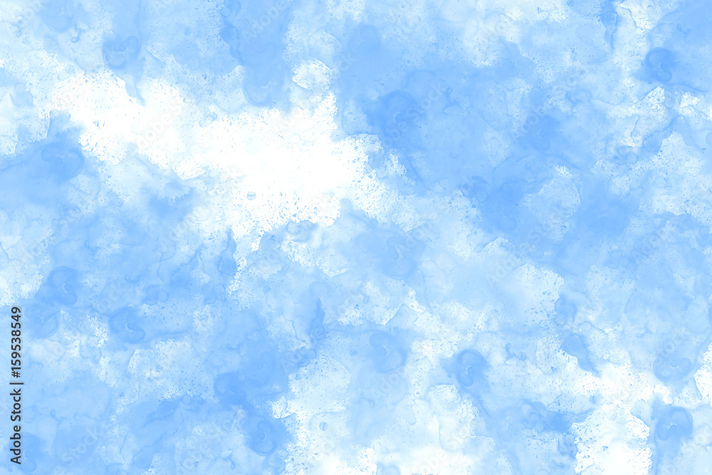 Abstract light blue clouds watercolor texture background. Oil painting style.