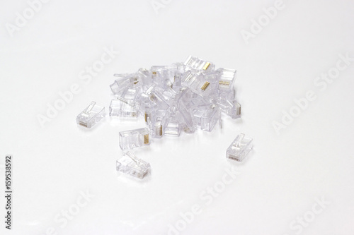 RJ-45 connectors on the white background