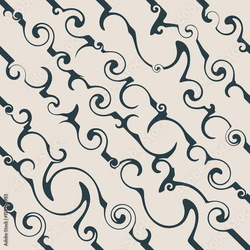 Seamless stylish geometric pattern. Ornament of lines and curls. Linear abstract background.
