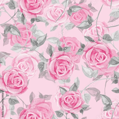 Floral seamless pattern. Watercolor background with roses 17