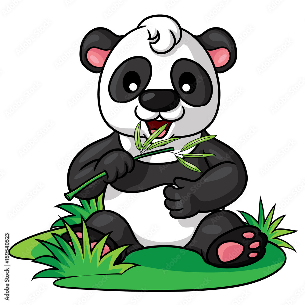 Obraz premium Panda Cute Cartoon Illustration of cute cartoon panda.