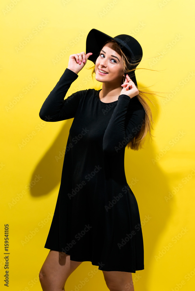 Happy young woman wearing a hat Happy young woman wearing a hat