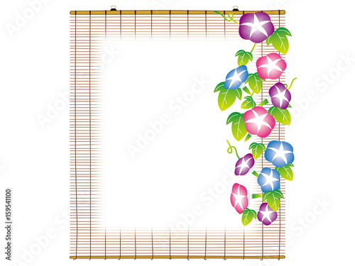 すだれと朝顔（右、色ミックス）02