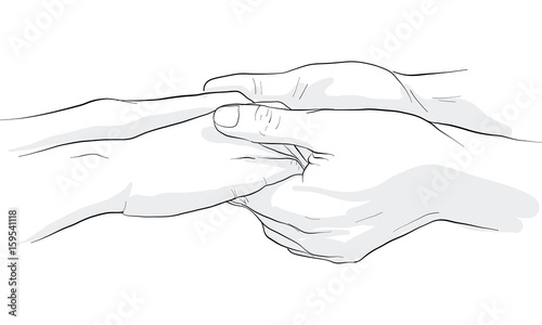 hand holding hand together,vector