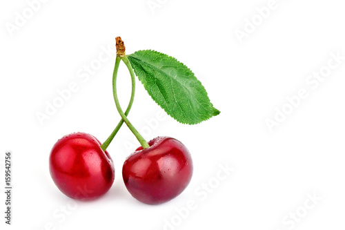 Berries ripe cherry on a white background.