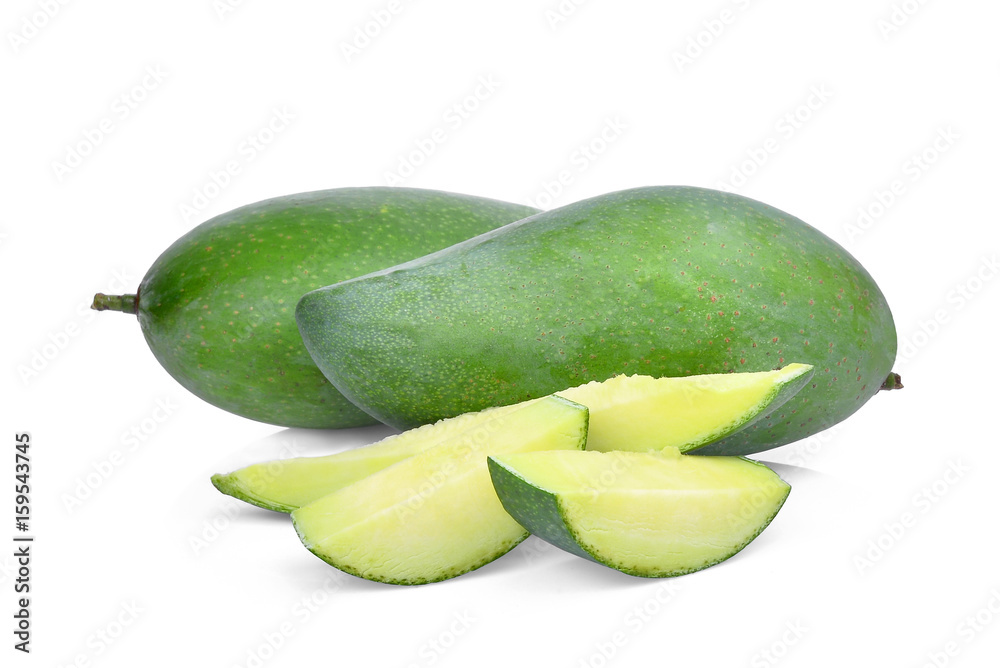 fresh green mango isolated on white background fresh green mango isolated on white background