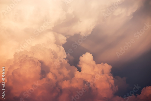 Dramatic and Beautiful golden light of summer with sunset sky and clouds.