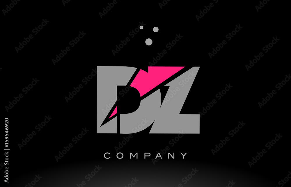 dz d z alphabet letter logo pink grey black icon