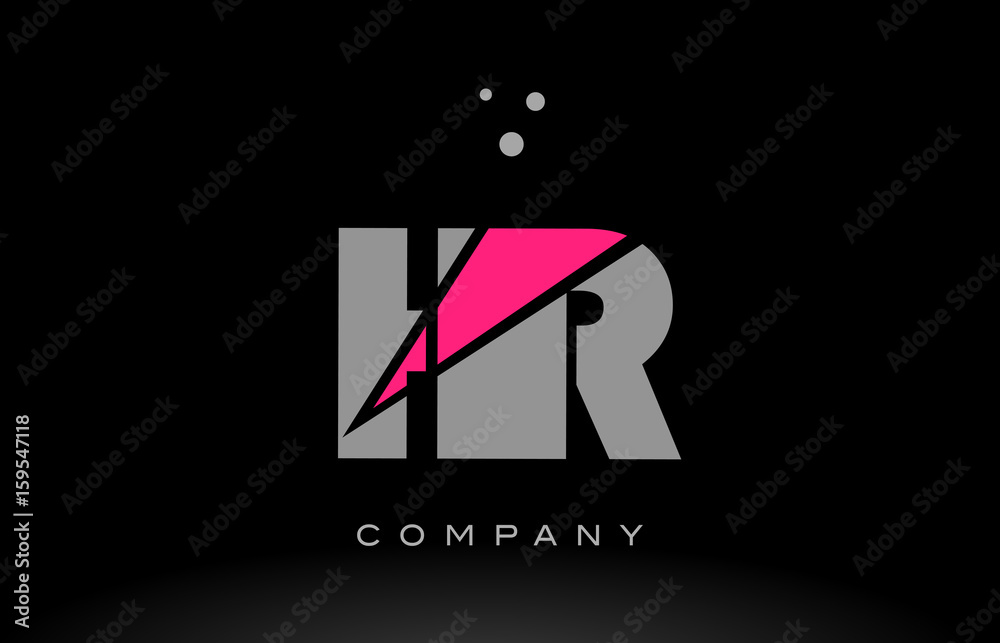 hr h r alphabet letter logo pink grey black icon hr h r alphabet letter logo pink grey black icon