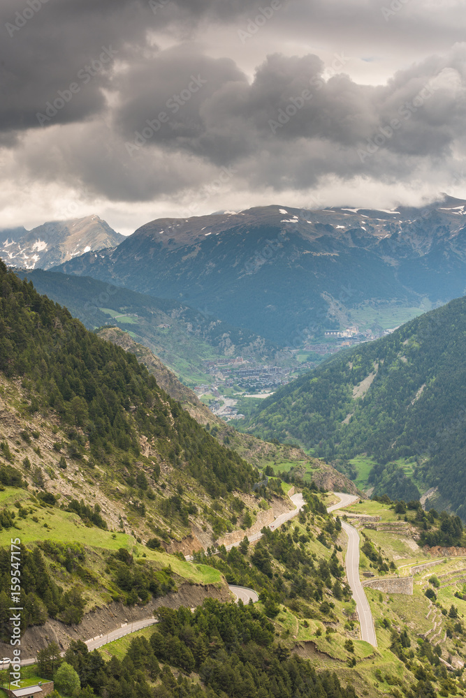 Fototapeta premium Serpentine road in Pyrenees,Andorra