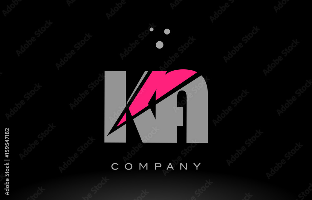 ka k a alphabet letter logo pink grey black icon