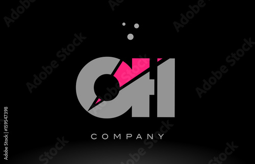 oh o h alphabet letter logo pink grey black icon