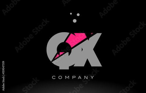 qx q x alphabet letter logo pink grey black icon