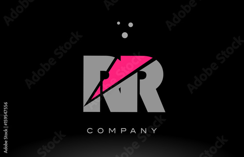 rr r alphabet letter logo pink grey black icon