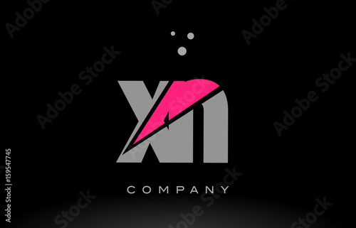 xn x n alphabet letter logo pink grey black icon