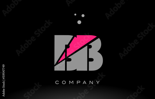 bb b b  alphabet letter logo pink grey black icon