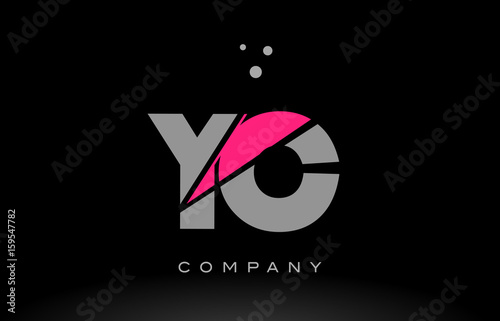 yc y c alphabet letter logo pink grey black icon photo