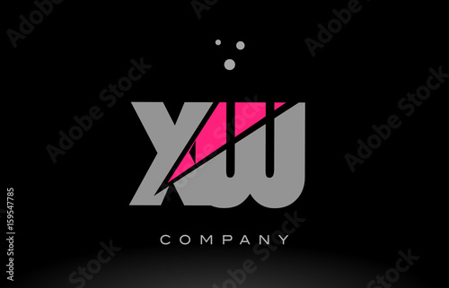 xw x w alphabet letter logo pink grey black icon