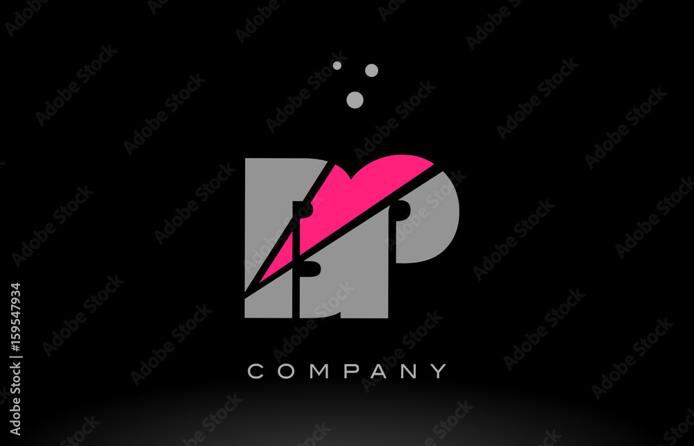 bp b p alphabet letter logo pink grey black icon