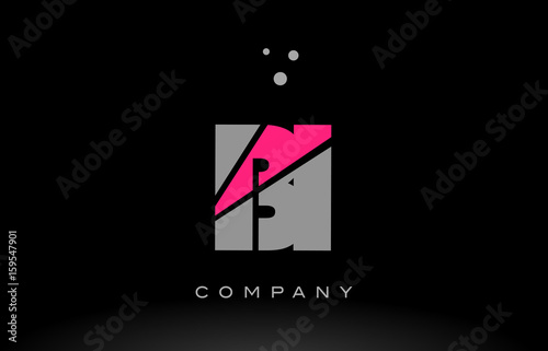 bi b i alphabet letter logo pink grey black icon