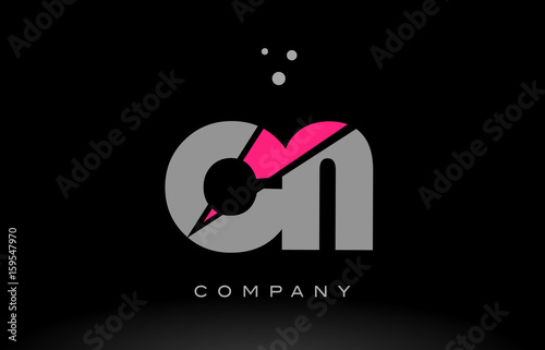cn c n alphabet letter logo pink grey black icon