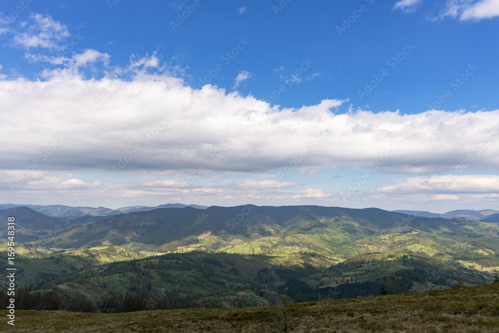 Fototapeta premium Carpathians, mountains from a height in the town of Slavsk