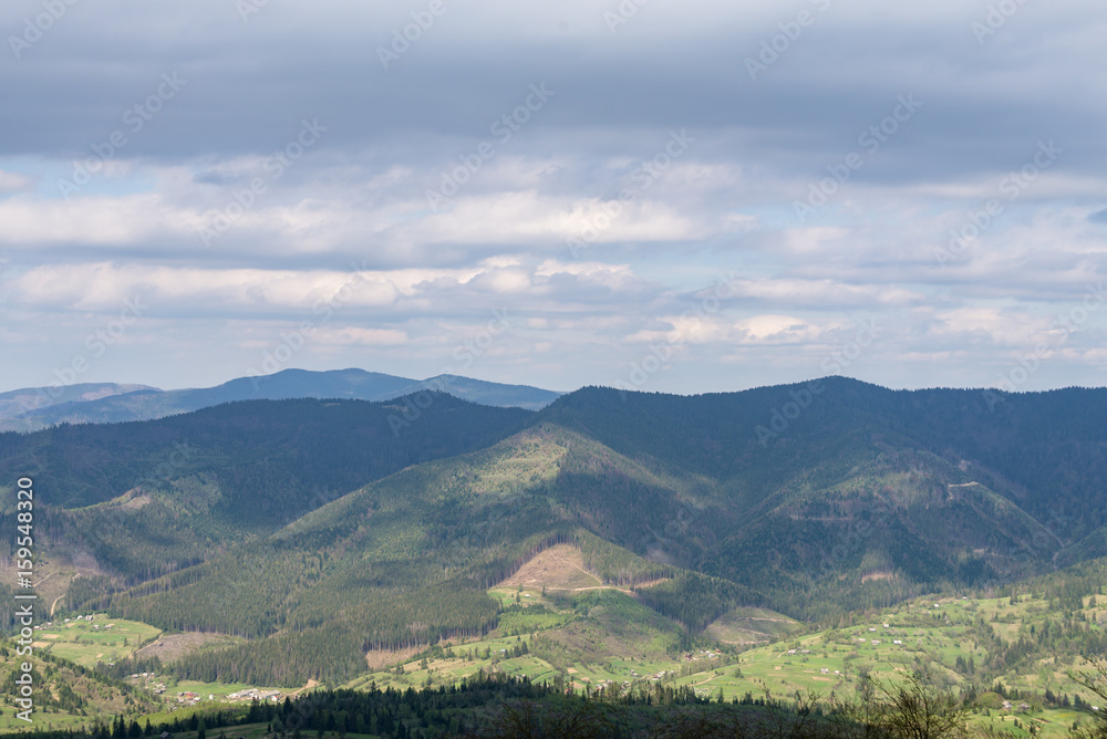 Carpathians, mountains from a height in the town of Slavsk Carpathians, mountains from a height in the town of Slavsk