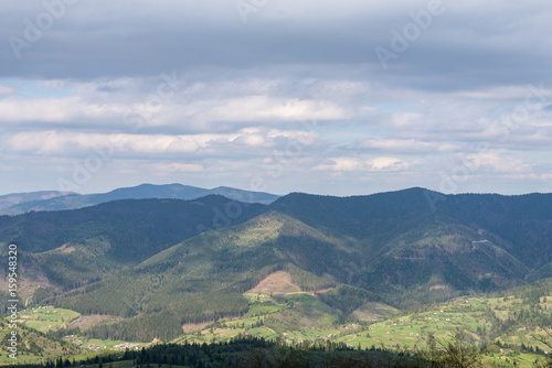 Carpathians  mountains from a height in the town of Slavsk