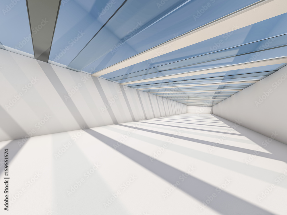 Fototapeta premium Abstract modern architecture background, empty white open space interior. 3D rendering