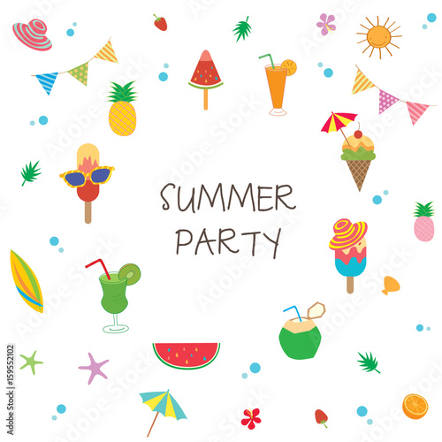 Summer party with popsicles and fruit symbol design to cute pattern.