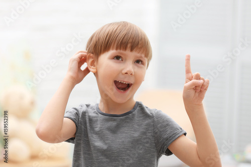 Portrait of cute little boy...