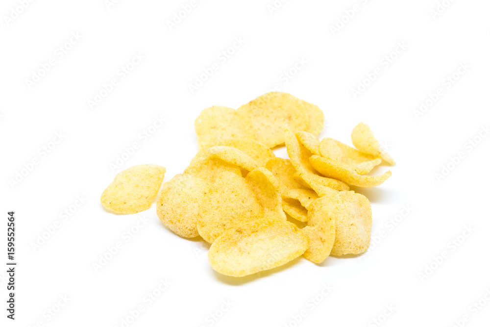 Fried shrimp chips isolated on white background