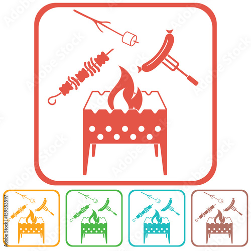 Brazier, zephyr, kebab and sausage icon