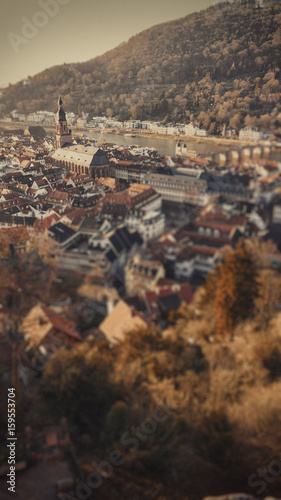 Blick auf Heidelberg und Neckar, vom Schloss aus fotografiert