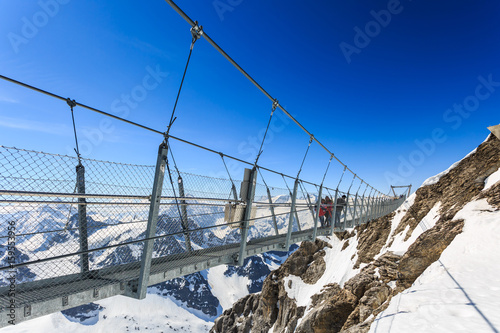 Suspension bridge on Titlis Mountain.