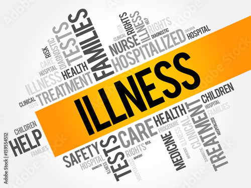 ILLNESS word cloud collage, health concept background